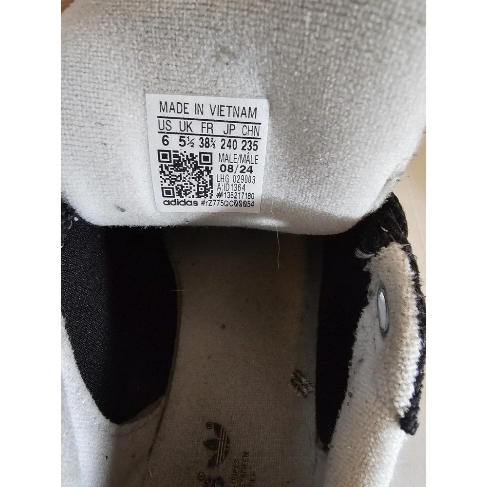 Adidas Campus Black White Gum Sole Sneakers Men's 6 Corduroy Upper - Picture 6 of 8